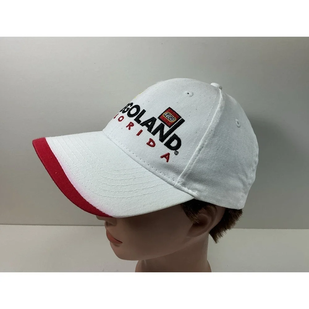 Legoland Florida Hat White Red Spellout Logo strap back Youth Cap